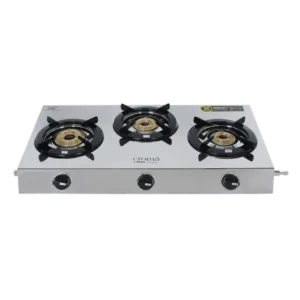 Gas Stove Croma 3 Burner SS Manual (Stainless Steel, Silver)