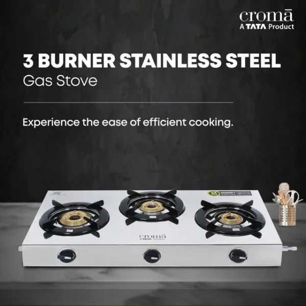 Gas Stove Croma 3 Burner SS Manual (Stainless Steel, Silver) - Image 8