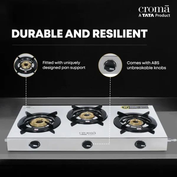 Gas Stove Croma 3 Burner SS Manual (Stainless Steel, Silver) - Image 10