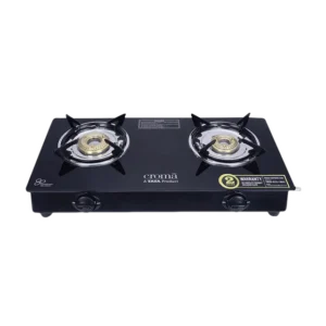 2 Burner Manual Gas Stove Croma Classic Toughened Glass Top  (ISI Certified, Black)