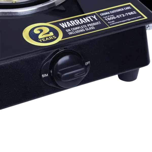 2 Burner Manual Gas Stove Croma Classic Toughened Glass Top  (ISI Certified, Black) - Image 9