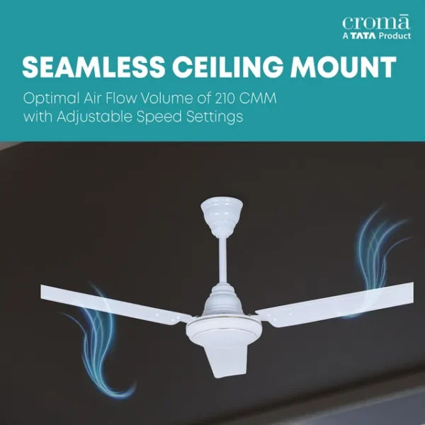 Ceiling Fan-Croma ECO 1200mm 3 Blade Copper Motor (Inverter Technology, White) - Image 9