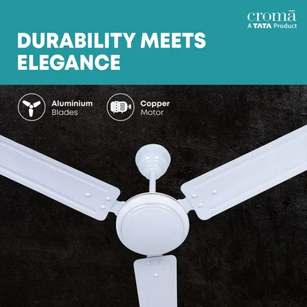 Ceiling Fan-Croma ECO 1200mm 3 Blade Copper Motor (Inverter Technology, White) - Image 5