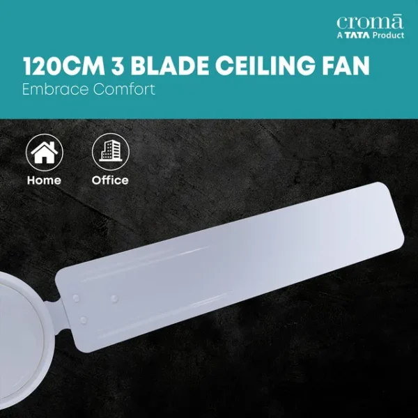 Ceiling Fan-Croma ECO 1200mm 3 Blade Copper Motor (Inverter Technology, White) - Image 6