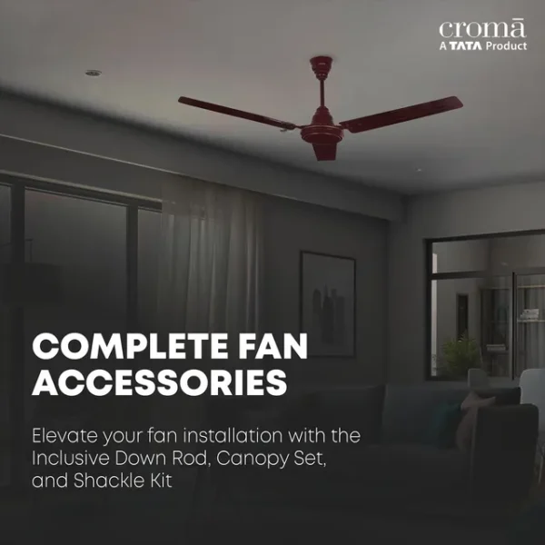 Ceiling Fan Croma ECO 1200mm 3 Blade Copper Motor-AF-2002 (Inverter Technology, Brown) - Image 8