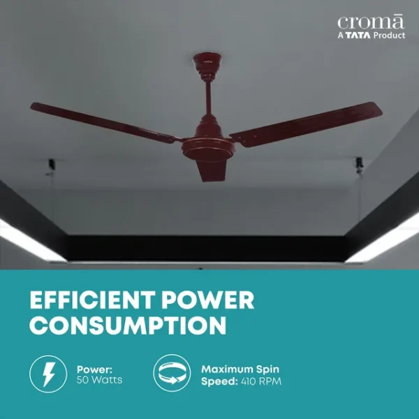 Ceiling Fan Croma ECO 1200mm 3 Blade Copper Motor-AF-2002 (Inverter Technology, Brown) - Image 5