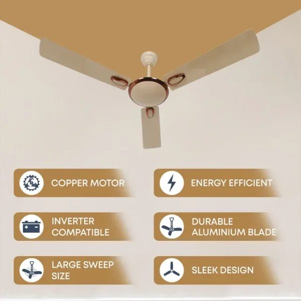 Ceiling Fan Croma Semi Deco 1200mm 3 Blade Energy Efficient-AF2006 (Reliable Operation, Mid Buff) - Image 8
