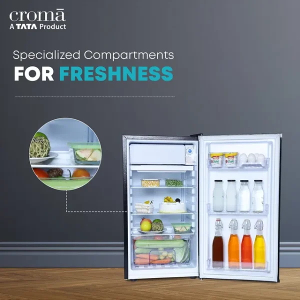 Single Door Refrigerator Croma 84 Litres 2 Star Direct Cool with Reversible Door ( Black) - Image 4