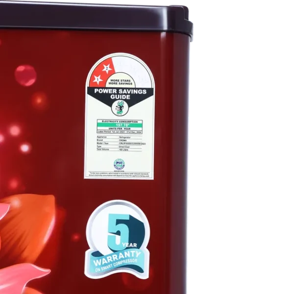 Single Door Refrigerator Croma 165 Litres 2 Star Direct Cool  with Anti Fungal Gasket ( PCM Floral) - Image 7