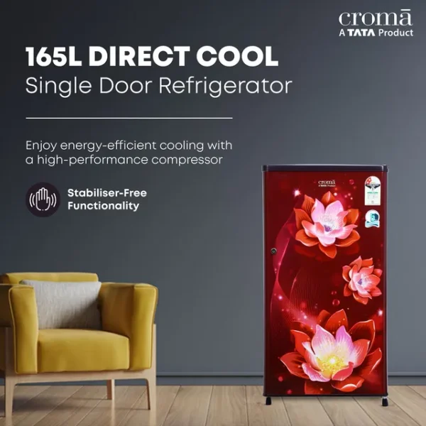 Single Door Refrigerator Croma 165 Litres 2 Star Direct Cool  with Anti Fungal Gasket ( PCM Floral) - Image 6