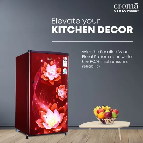 Single Door Refrigerator Croma 165 Litres 2 Star Direct Cool  with Anti Fungal Gasket ( PCM Floral) - Image 5