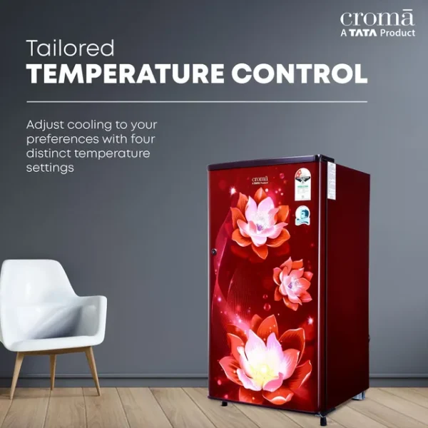 Single Door Refrigerator Croma 165 Litres 2 Star Direct Cool  with Anti Fungal Gasket ( PCM Floral) - Image 3