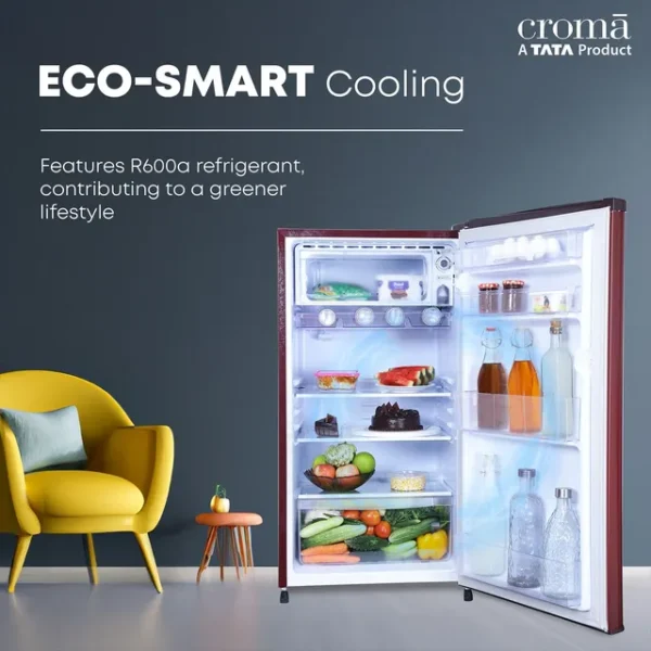 Single Door Refrigerator Croma 165 Litres 2 Star Direct Cool  with Anti Fungal Gasket ( PCM Floral) - Image 2