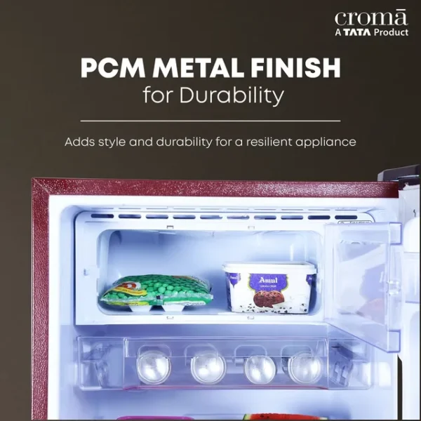 Single Door Refrigerator Croma 183 Litres 2 Star Direct Cool with Anti-Fungal Door Gasket ( Rosalind Wine) - Image 6