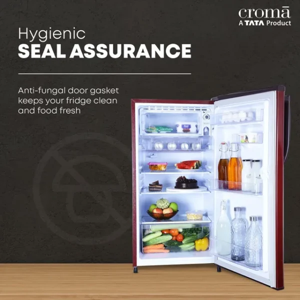 Single Door Refrigerator Croma 183 Litres 2 Star Direct Cool with Anti-Fungal Door Gasket ( Rosalind Wine) - Image 5