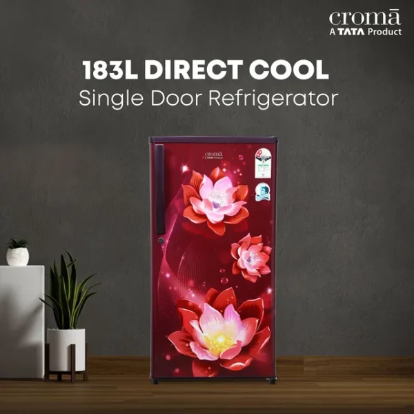Single Door Refrigerator Croma 183 Litres 2 Star Direct Cool with Anti-Fungal Door Gasket ( Rosalind Wine) - Image 3