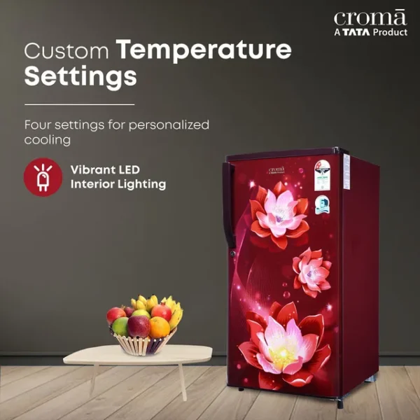 Single Door Refrigerator Croma 183 Litres 2 Star Direct Cool with Anti-Fungal Door Gasket ( Rosalind Wine) - Image 2