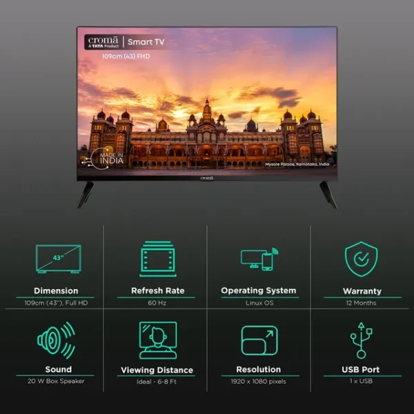 Smart Linux TV Croma 109 cm (43 inch) Full HD LED  with Bezel Less Display - Image 13
