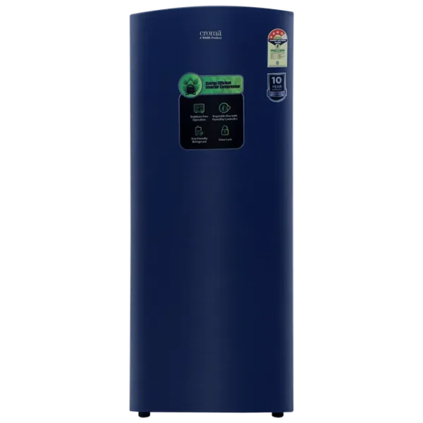 Single Door Refrigerator Croma 206 Litres 4 Star Direct Cool with Inverter Compressor ( Blue)