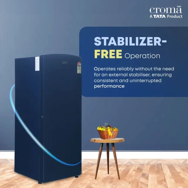 Single Door Refrigerator Croma 206 Litres 4 Star Direct Cool with Inverter Compressor ( Blue) - Image 5