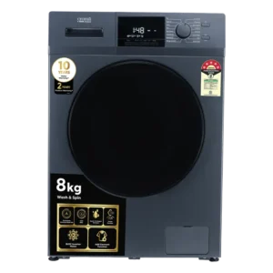 Washing Machine Front Load  Croma 8 kg 5 Star Inverter Fully Automatic  (CRLW080FLF316252, BLDC Invertor Motor, Polar Blue)