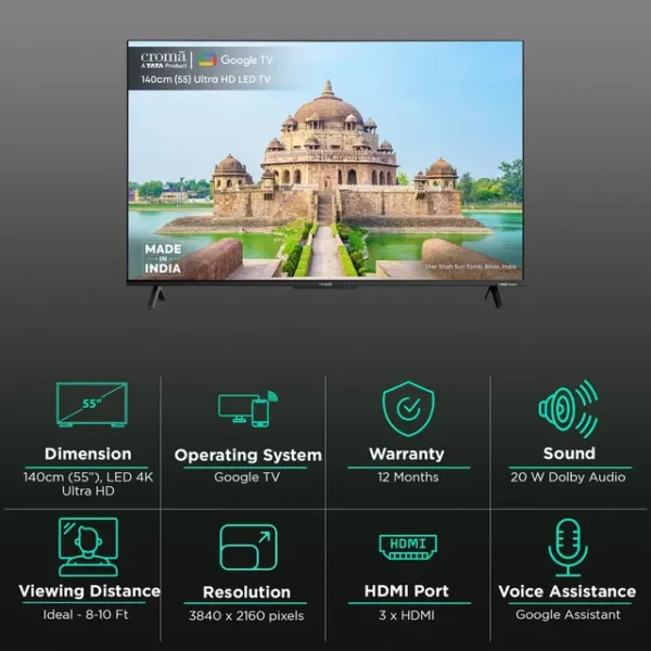 Google TV LED 4K Ultra HD Croma 140 cm (55 inch)  with Dolby Audio (2025 model) - Image 16