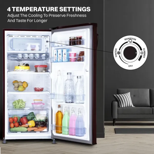Single Door Refrigerator Croma 185 Litres 2 Star Direct Cool  with Anti Fungal Gasket (2025 Model, CRLR185DCC008914, Red Erica) - Image 9