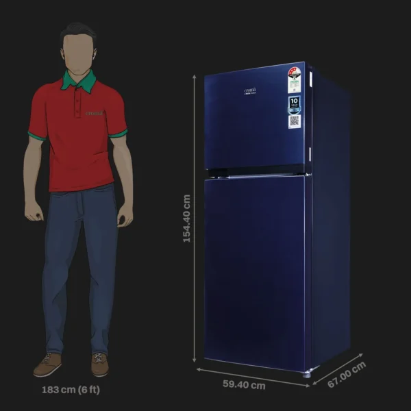 Refrigerator Croma Double Door 241 Litres 3 Star Frost Free  with Inverter Technology (2025 Model, Blue) - Image 7