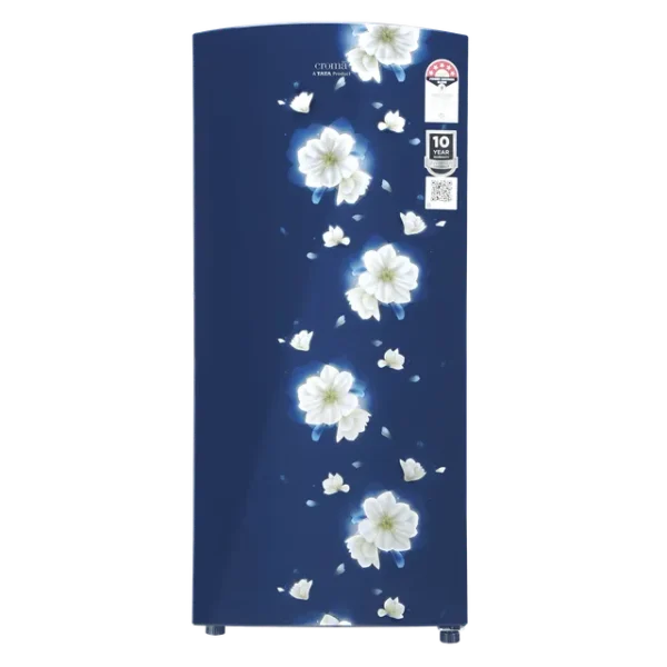 Single Door Refrigerator Croma 187 Litres 5 Star Direct Cool with Inverter Technology (2025 Model, CRLR187DIF302707, Floral Blue)